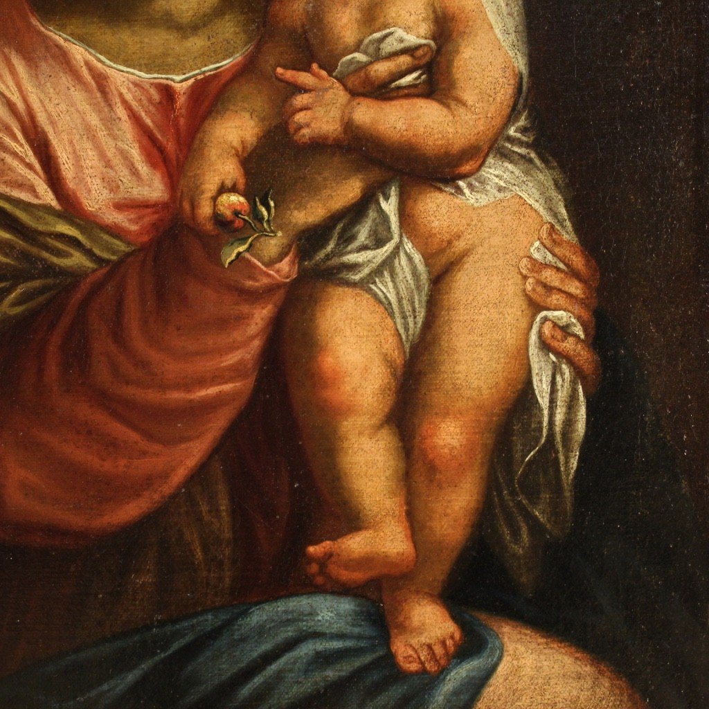 Religious Painting Virgin With Child From 17th Century-photo-5