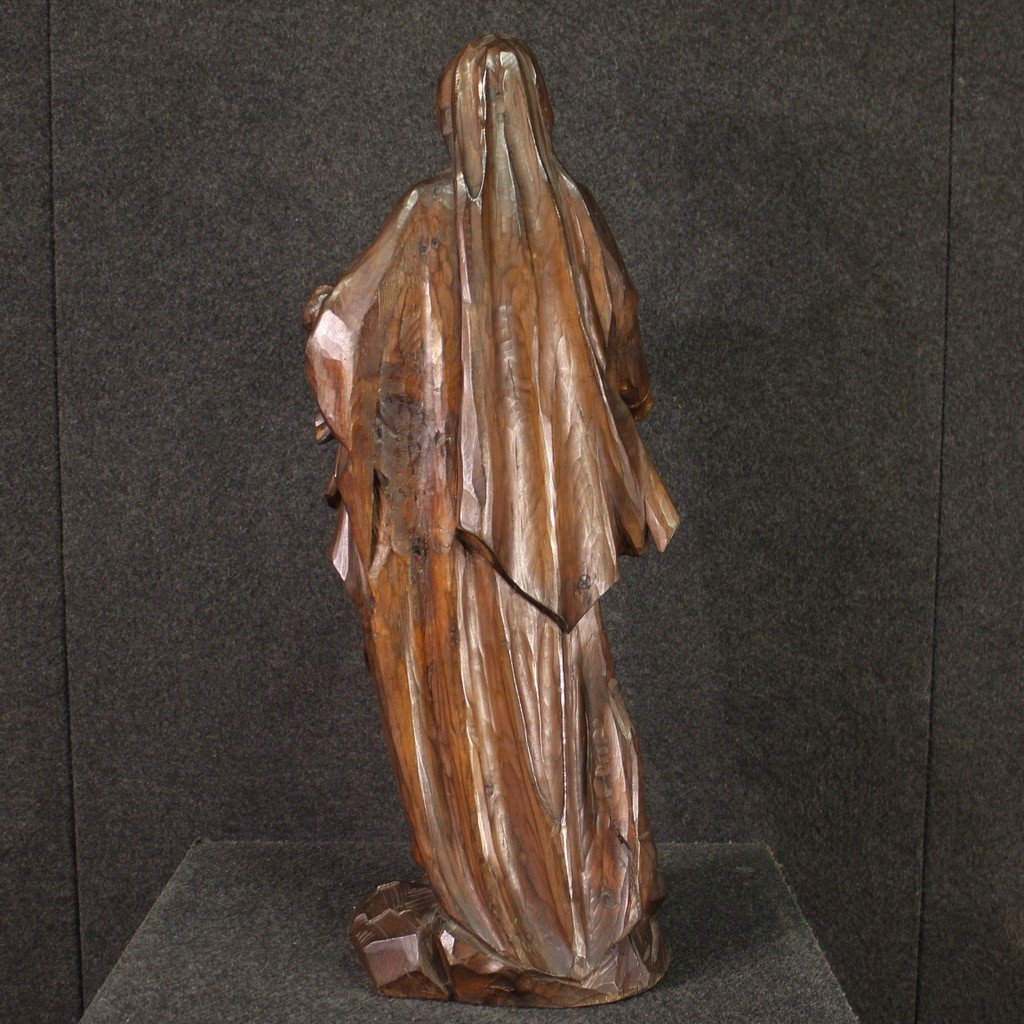 Sculpture Religieuse Madone En Bois Du 19ème Siècle-photo-3