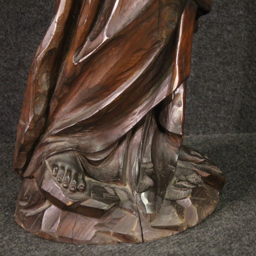 Sculpture Religieuse Madone En Bois Du 19ème Siècle-photo-4