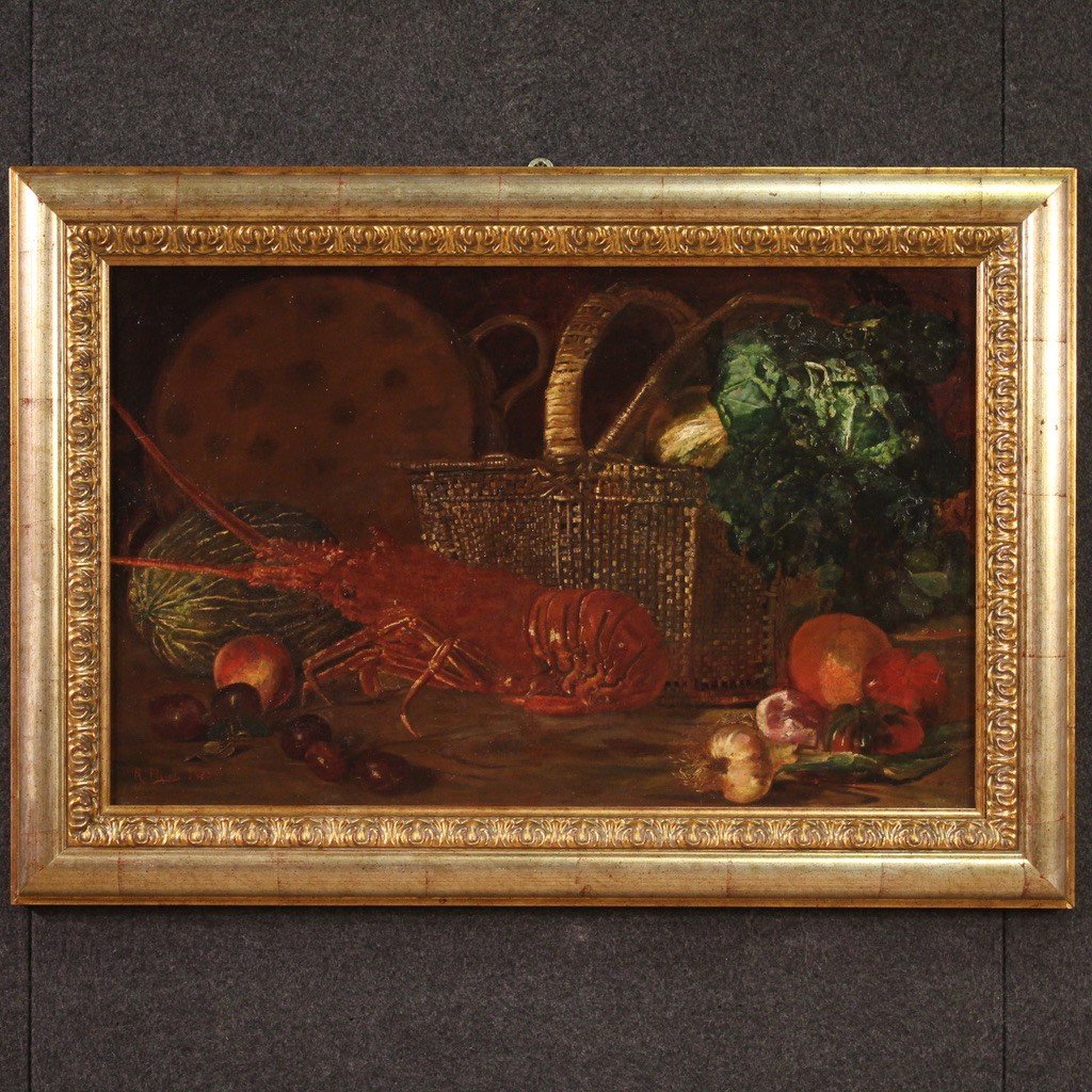 Ancien Tableau Nature Morte Datée 1883