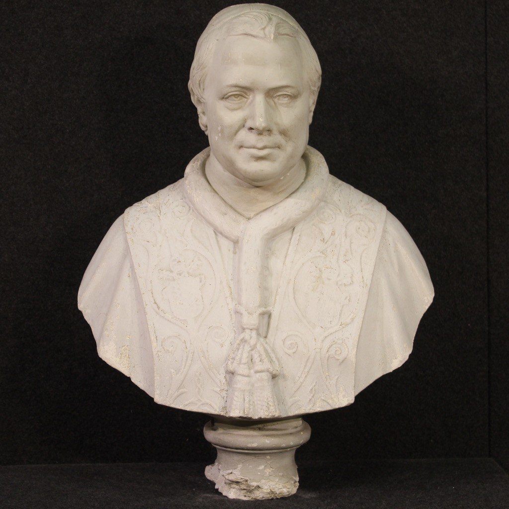 Portrait Of A Prelate, 20th Century Plaster Italian Sculpture