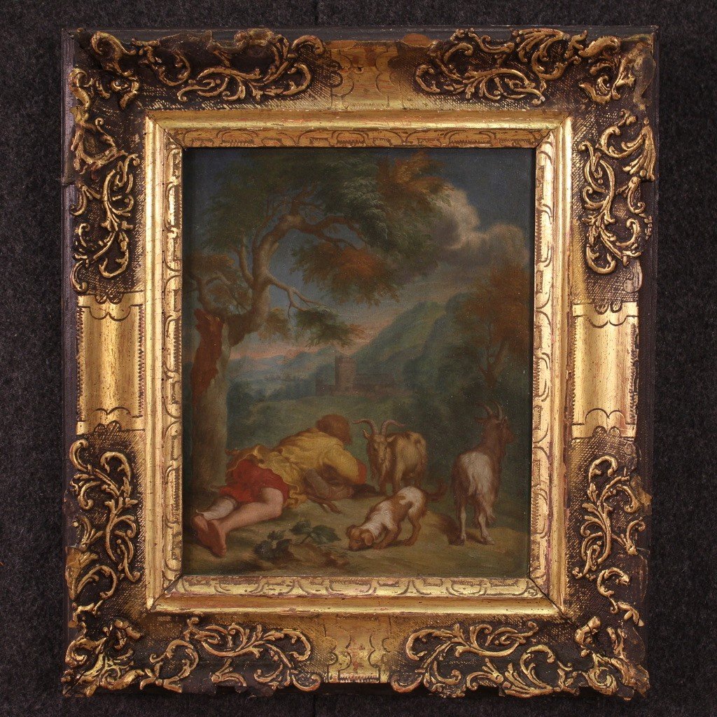 Flemish Painting Bucolic Landscape From The 18th Century-photo-2