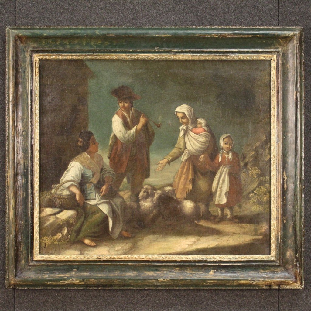 French Painting Genre Scene With Characters From 18th Century -photo-2