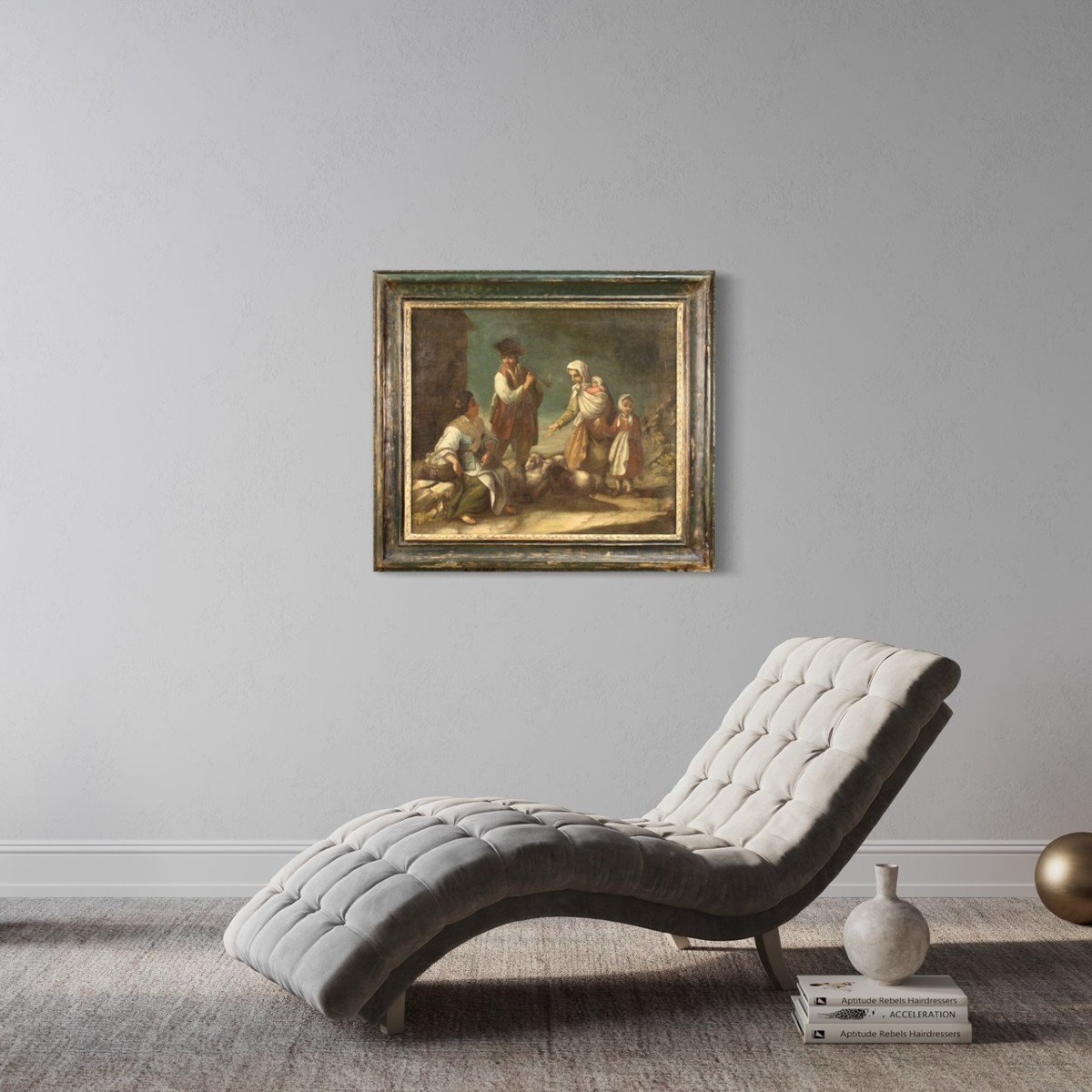 French Painting Genre Scene With Characters From 18th Century -photo-7