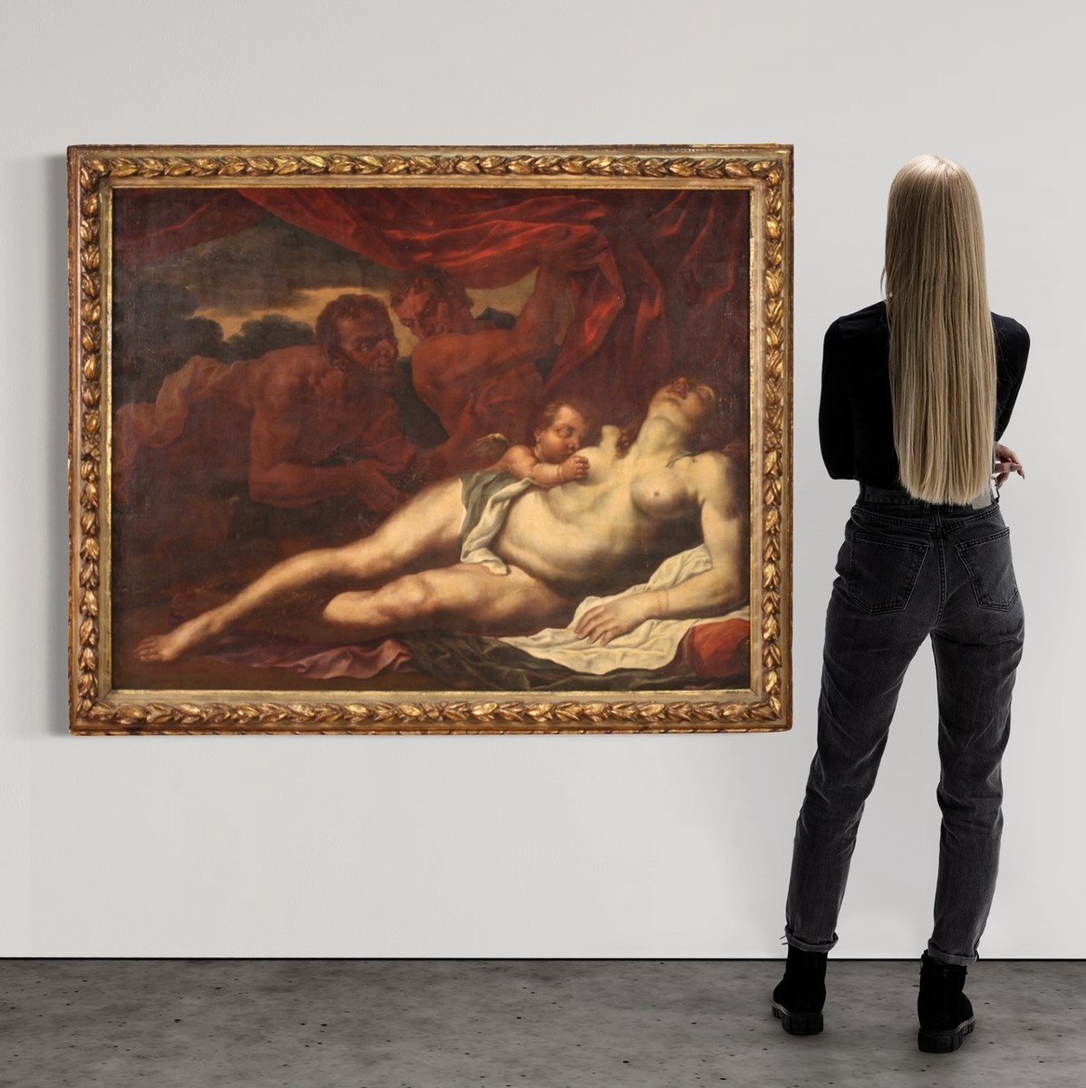 Stunning 17th Century Mythological Painting, Sleeping Venus-photo-3