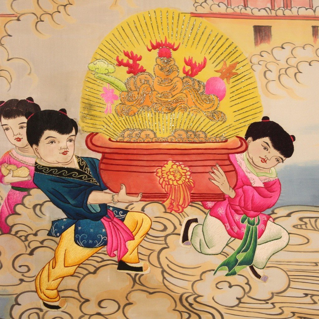 Great 20th Century Chinese Silk Embroidery-photo-5