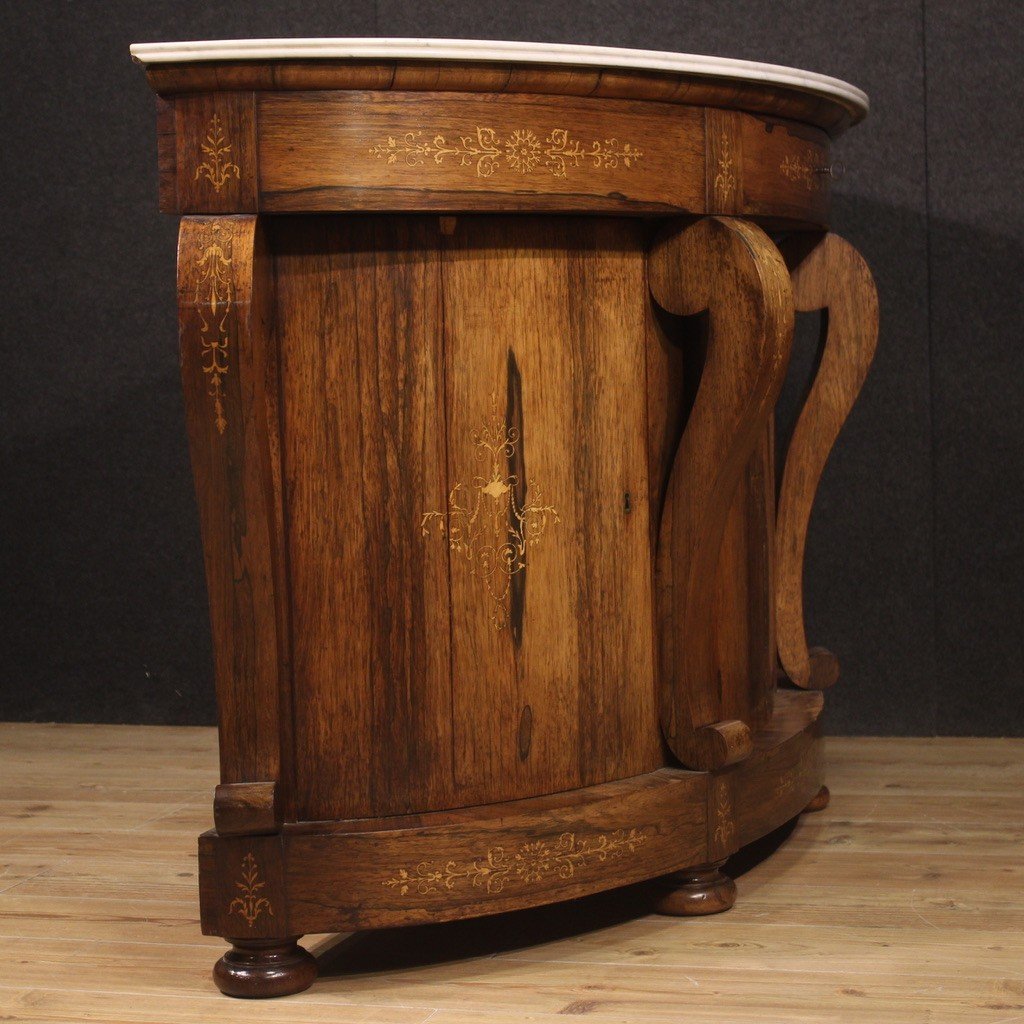 Half Moon Sideboard In Wood With Marble Top From The 19th Century-photo-1