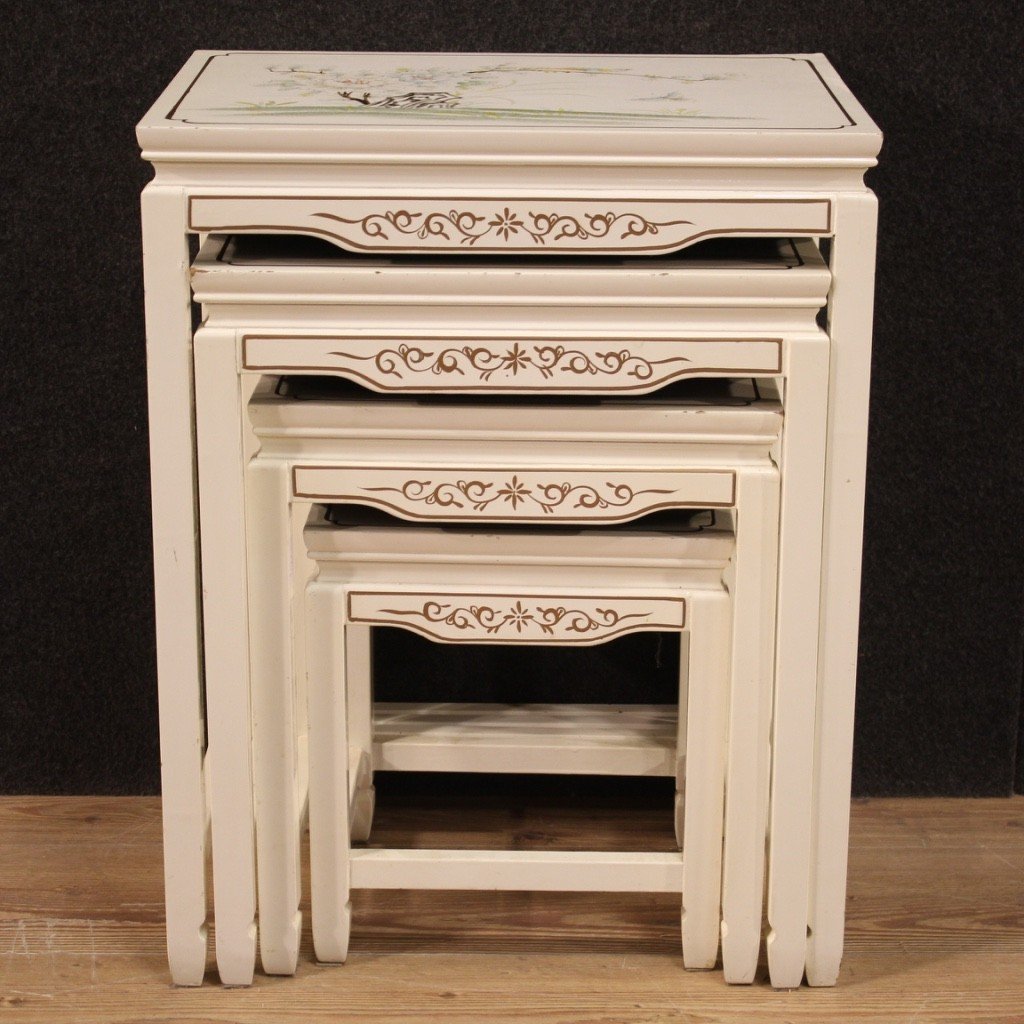 Four French Coffee Tables In Lacquered And Painted Wood-photo-5