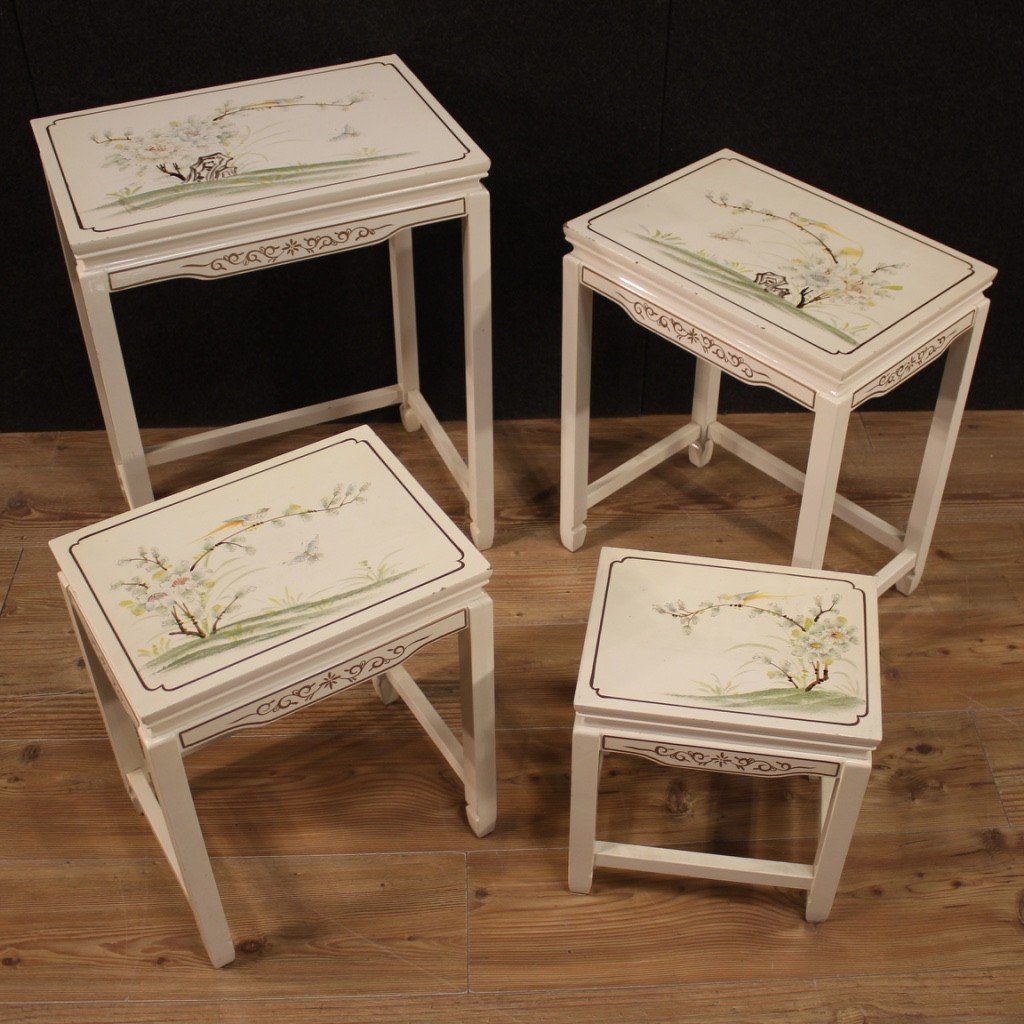 Four French Coffee Tables In Lacquered And Painted Wood-photo-8
