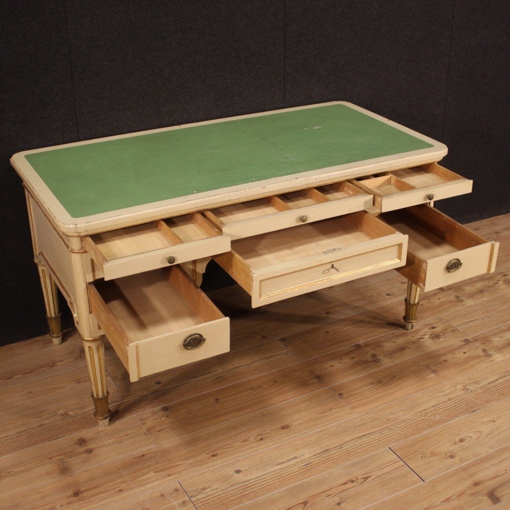 Italian Writing Desk In Lacquered And Gilded Wood From The 20th Century-photo-3