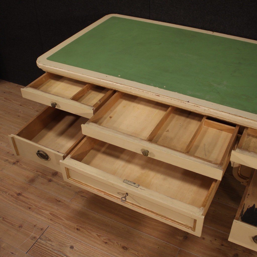 Italian Writing Desk In Lacquered And Gilded Wood From The 20th Century-photo-8