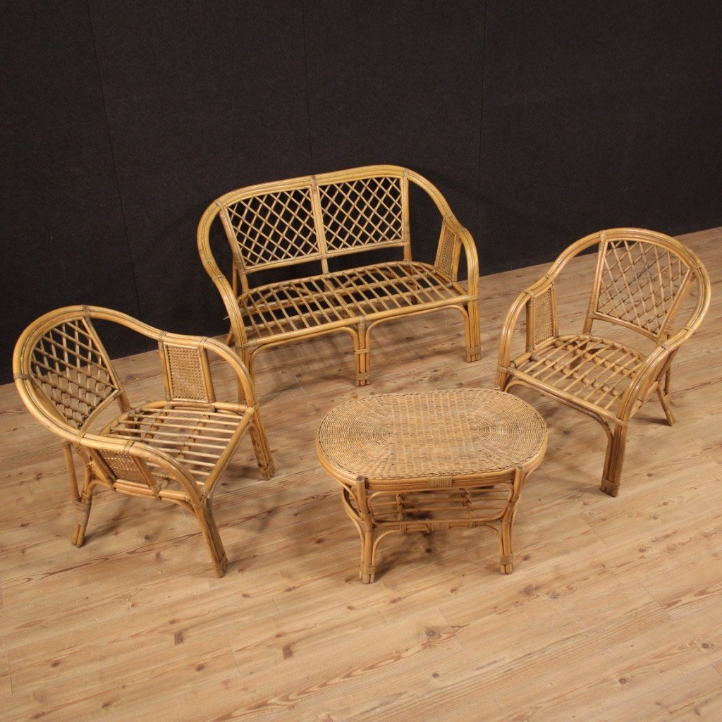 Pair Of Italian Wicker Armchairs-photo-3