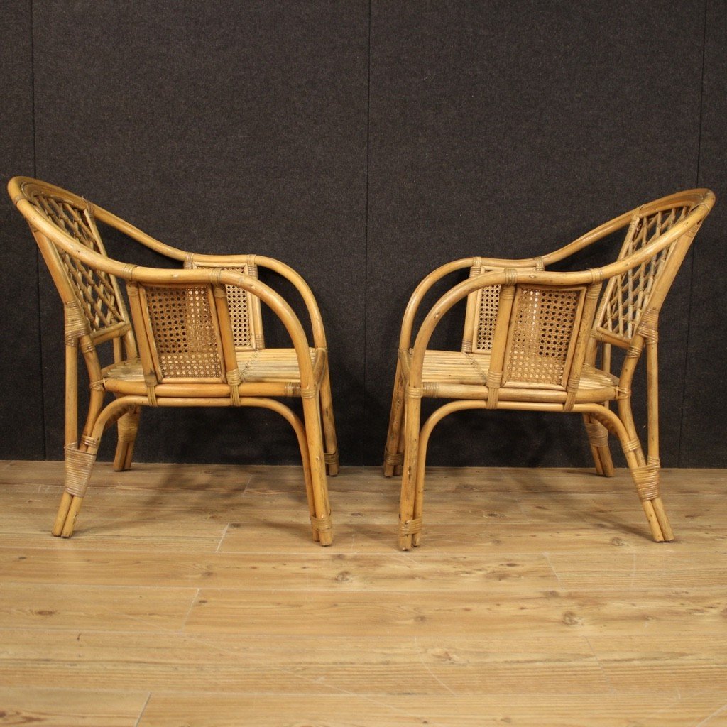 Pair Of Italian Wicker Armchairs-photo-1