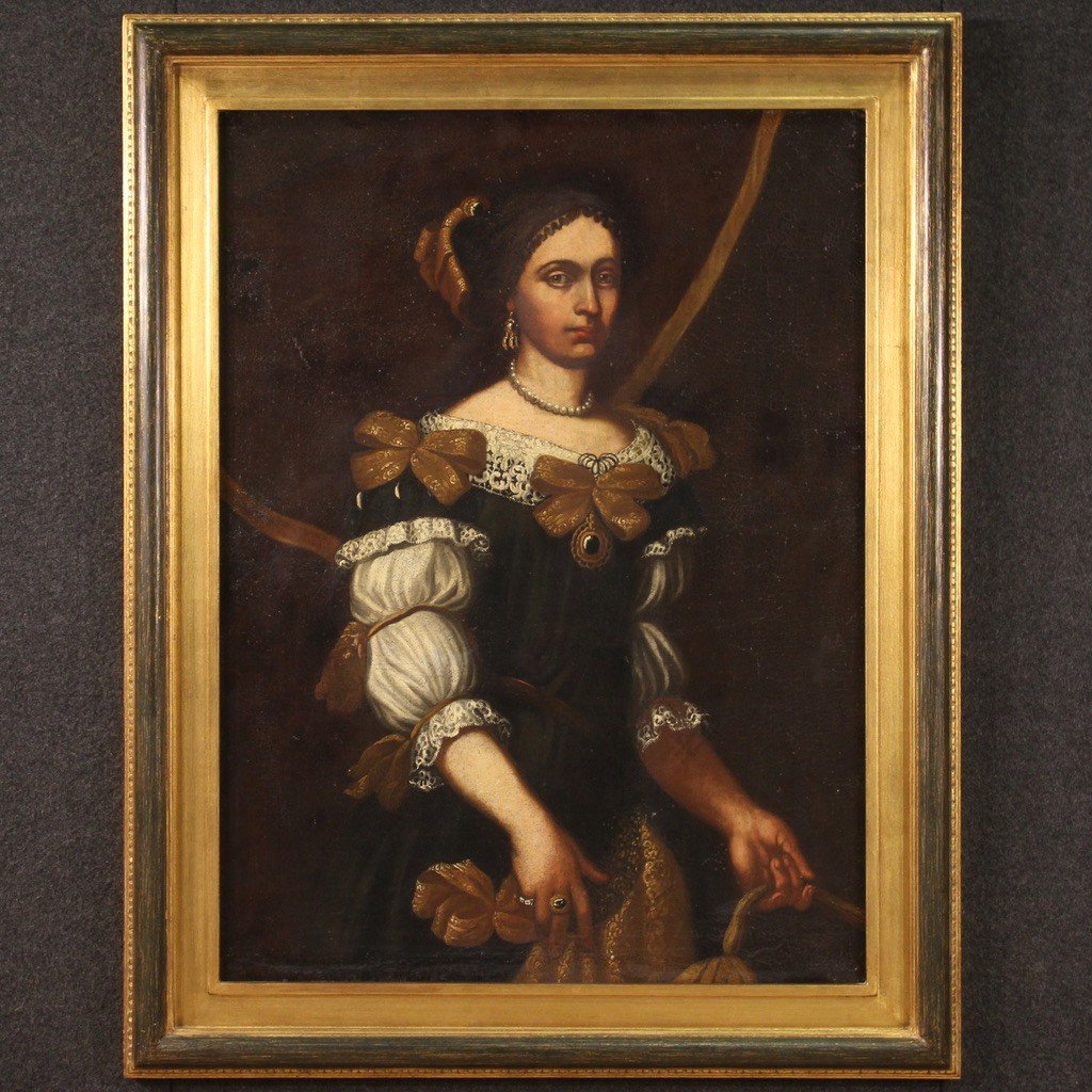 Tableau Italien Portrait De Dame Du 18ème Siècle-photo-2