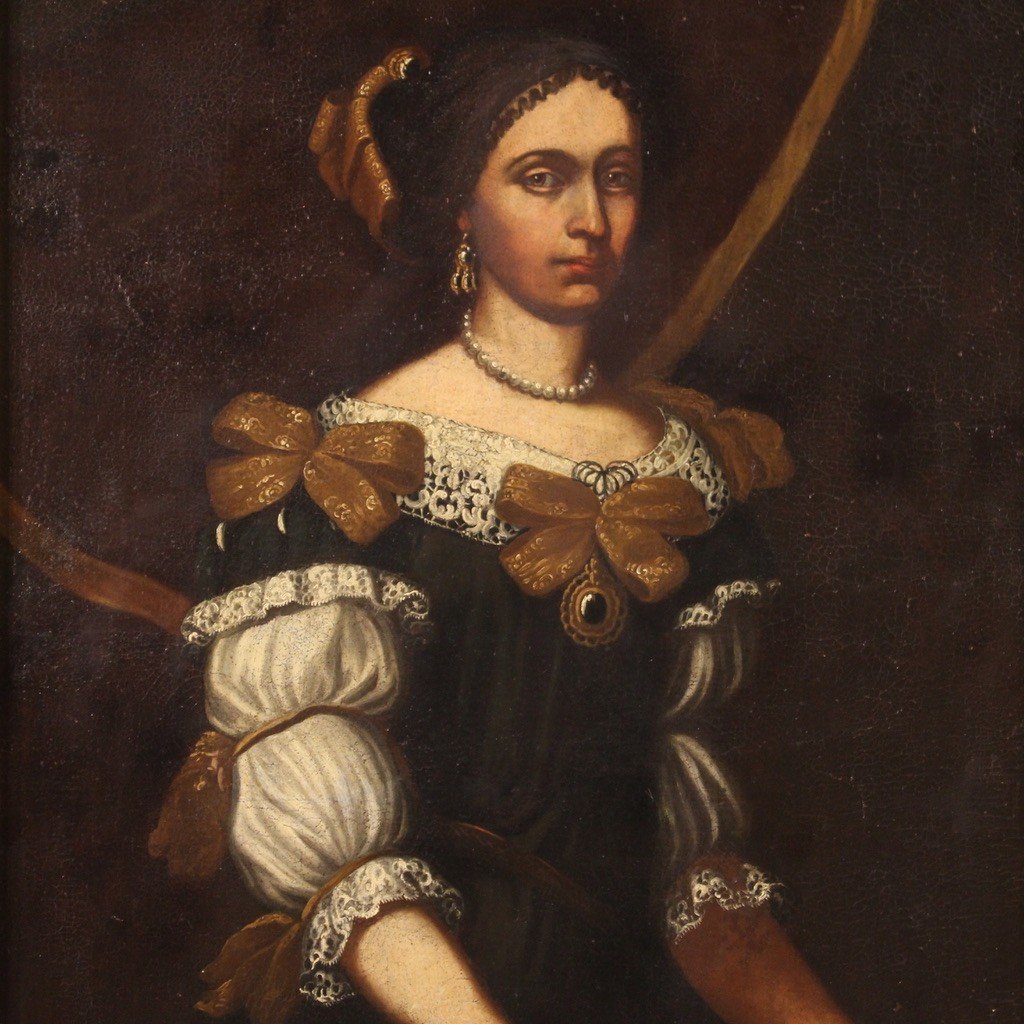 Tableau Italien Portrait De Dame Du 18ème Siècle-photo-3