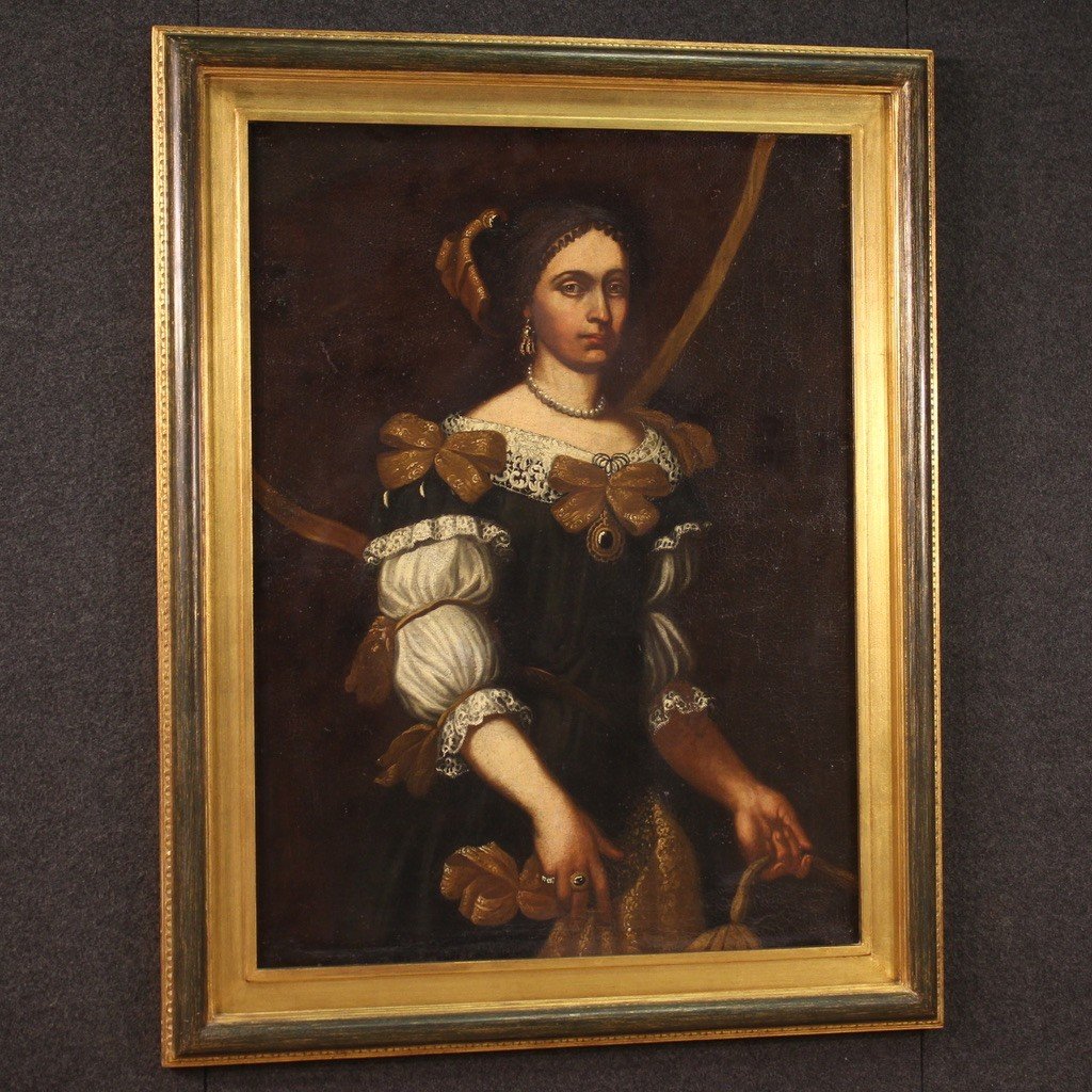 Italian Painting Portrait Of A Lady From The 18th Century-photo-3