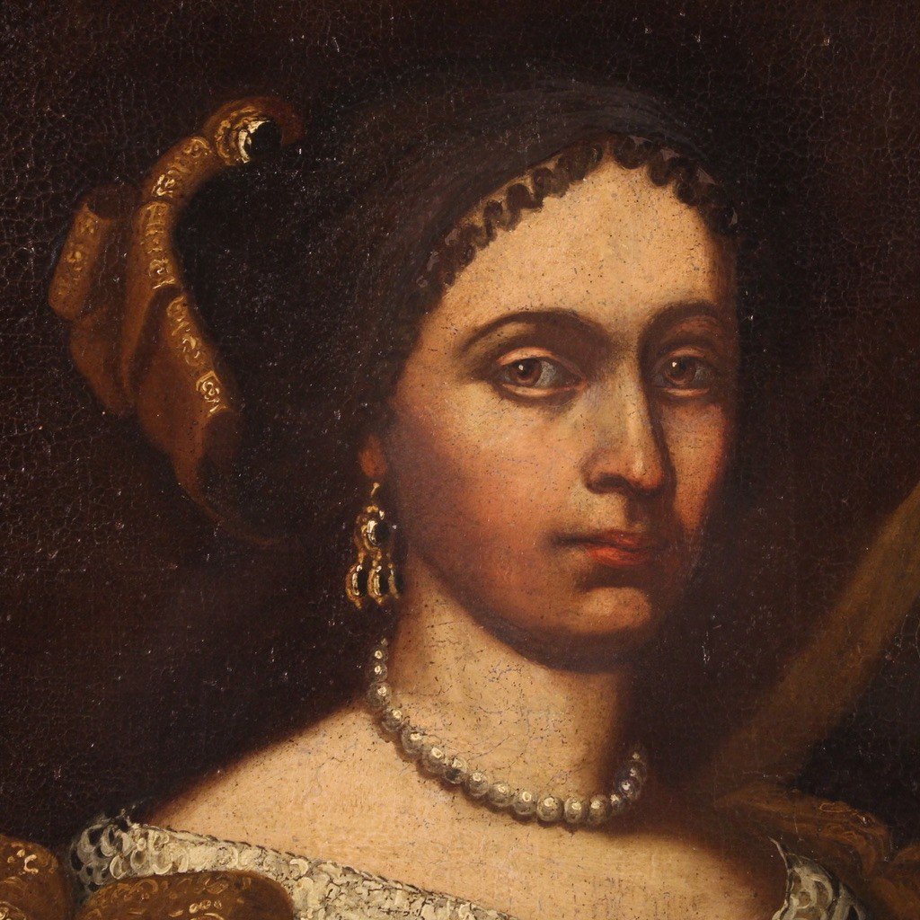 Italian Painting Portrait Of A Lady From The 18th Century-photo-8