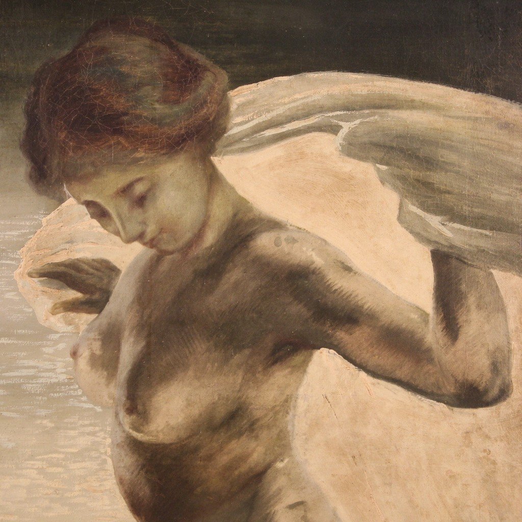 Italian Painting Nude Of A Young Woman From The 20th Century-photo-7