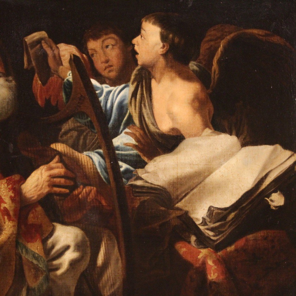 Great Painting From The 17th Century, King David Plays The Harp Among The Angels-photo-6