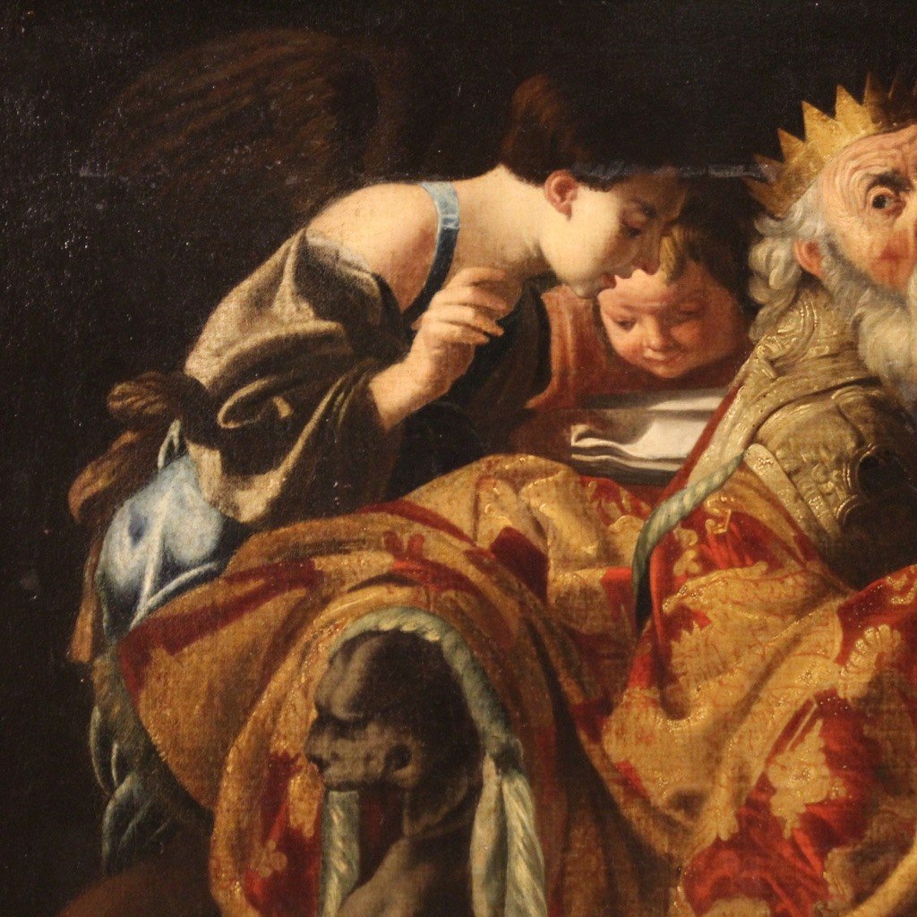 Great Painting From The 17th Century, King David Plays The Harp Among The Angels-photo-7