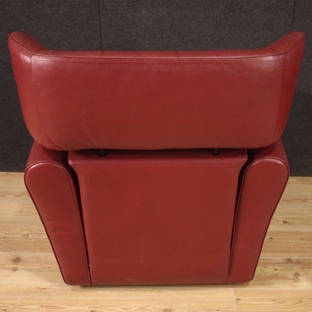 Fauteuil Italien Avec Pouf Des Années 80-photo-5