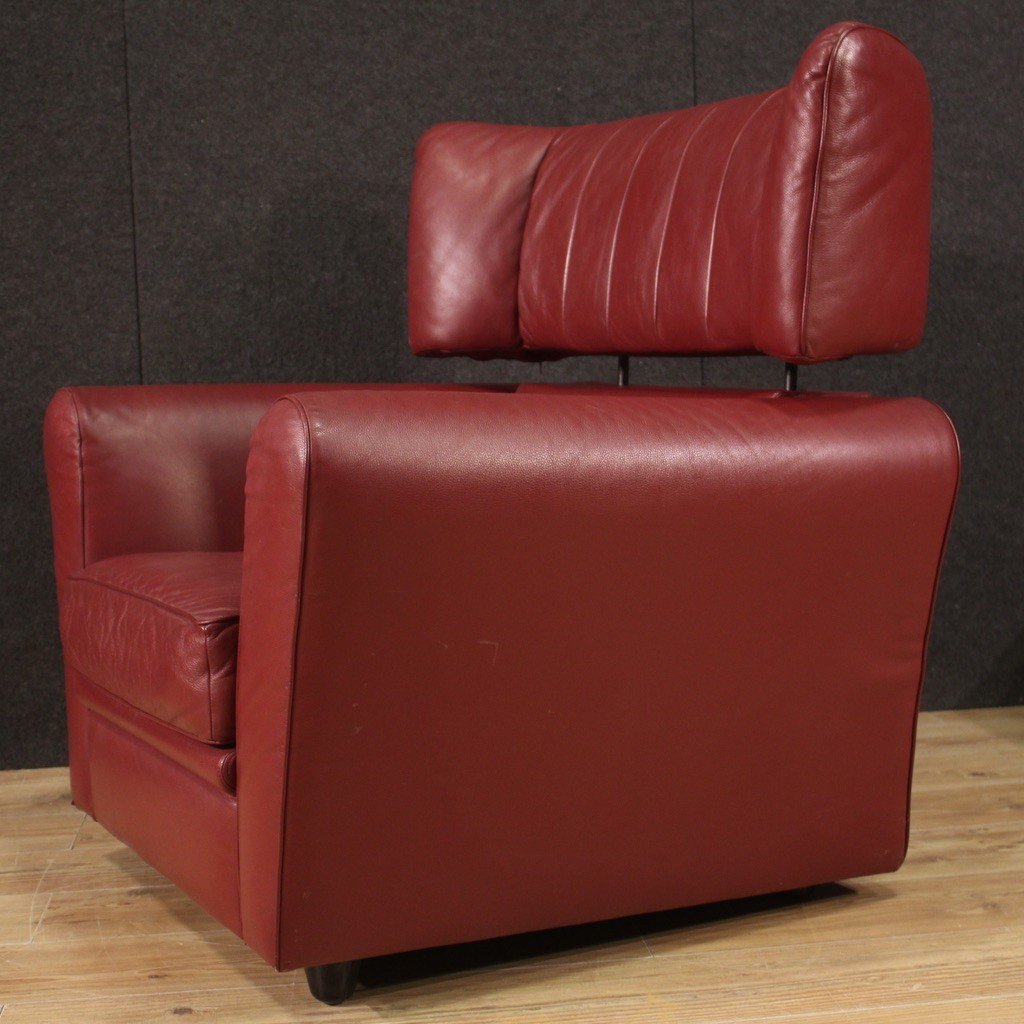 Fauteuil Italien Avec Pouf Des Années 80-photo-6