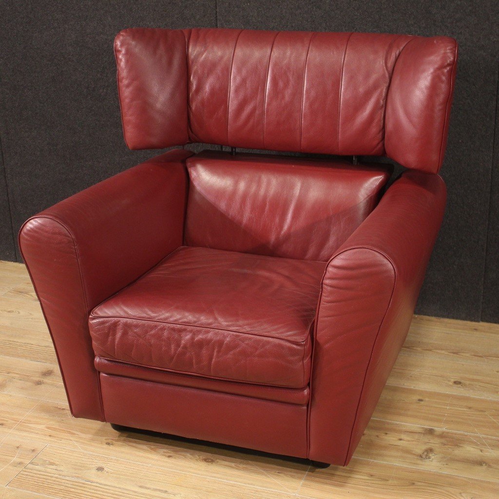 Fauteuil Italien Avec Pouf Des Années 80-photo-8