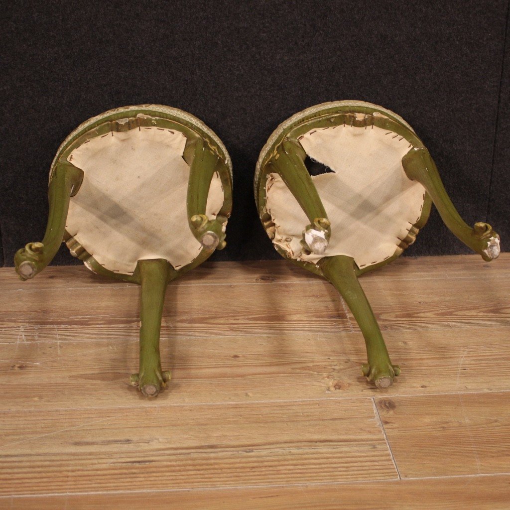 Pair Of Venetian Wooden Stools From The 20th Century-photo-3