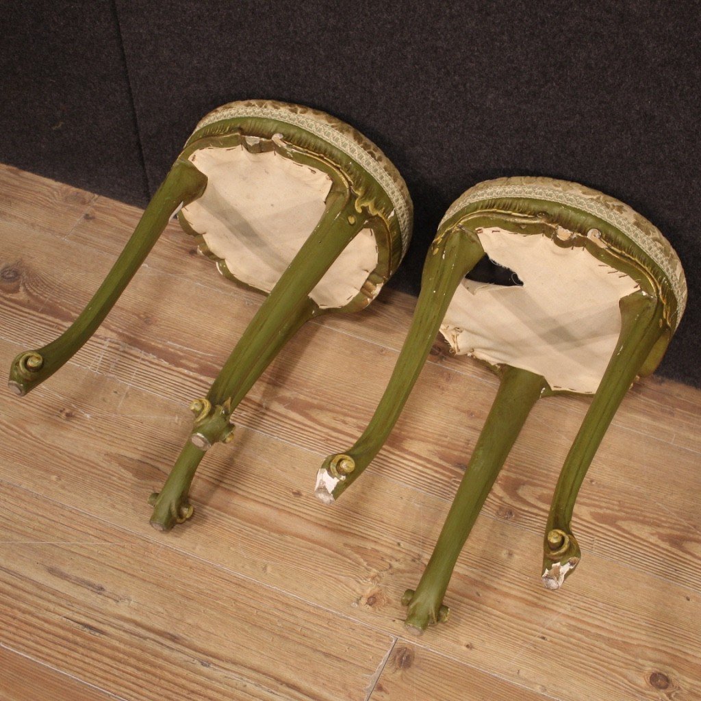 Pair Of Venetian Wooden Stools From The 20th Century-photo-7