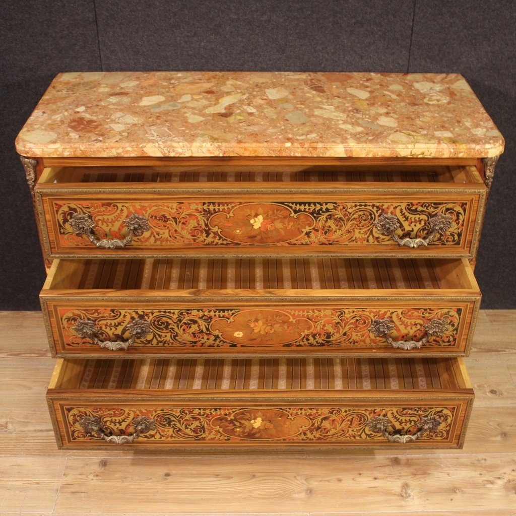 Elégante Commode De Style Boulle Du 20ème Siècle-photo-3