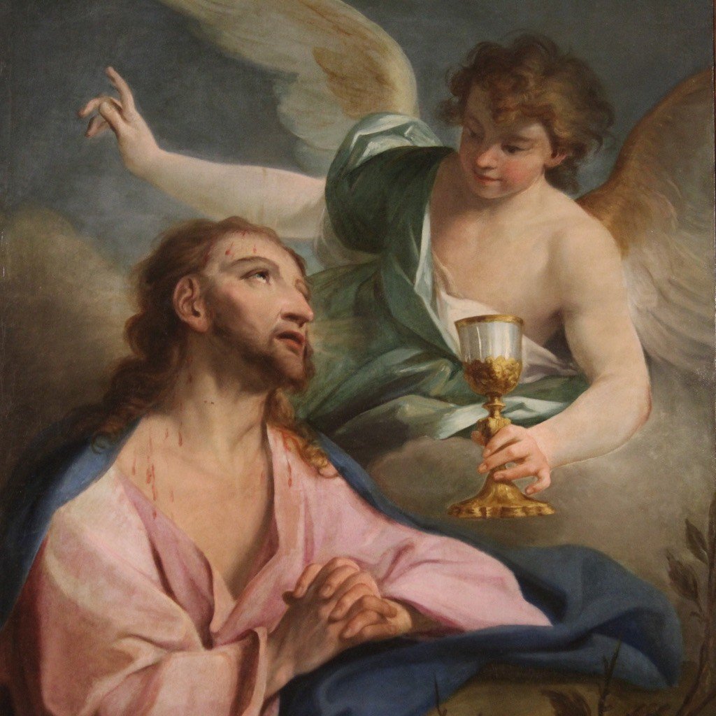 Ecole Lombarde Du 17ème Siècle, Le Christ Reçoit Le Calice d'Un Ange-photo-3