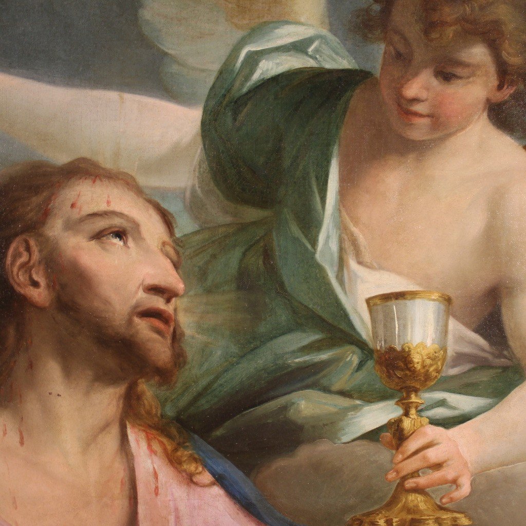 Ecole Lombarde Du 17ème Siècle, Le Christ Reçoit Le Calice d'Un Ange-photo-2