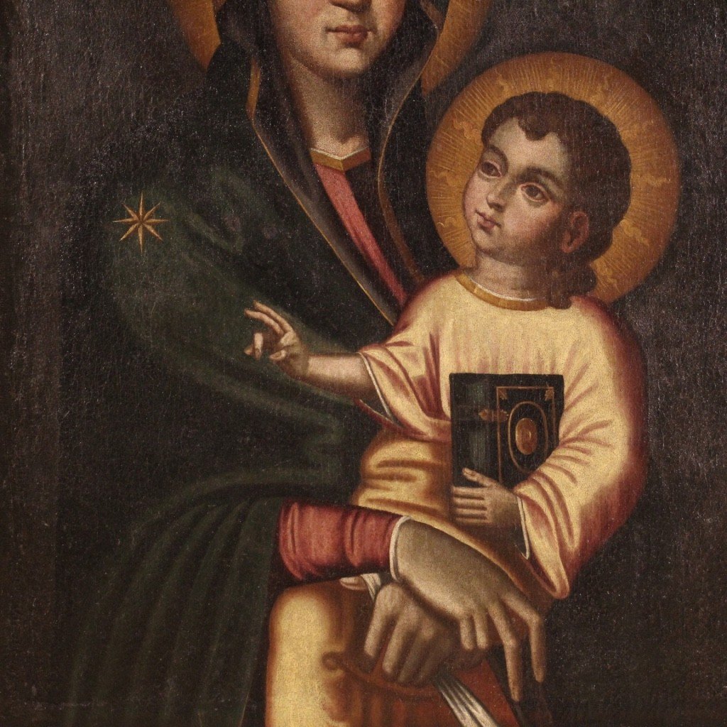 Religious Painting Virgin With Child From 19th Century-photo-6