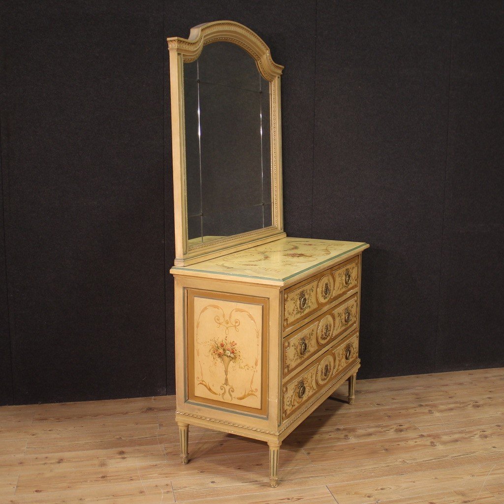 Dresser In Lacquered Wood With Mirror Louis XVI Style From The 20th Century-photo-4
