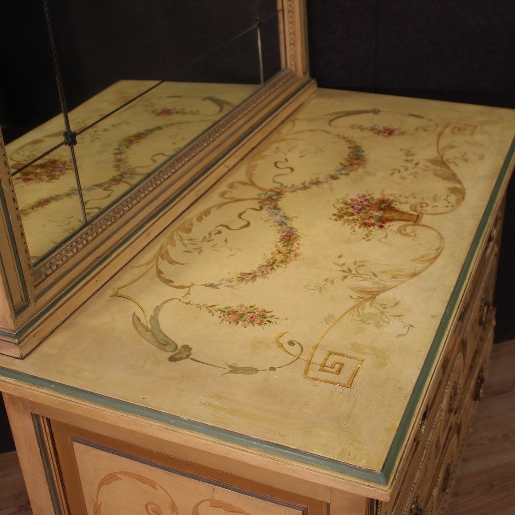 Dresser In Lacquered Wood With Mirror Louis XVI Style From The 20th Century-photo-6