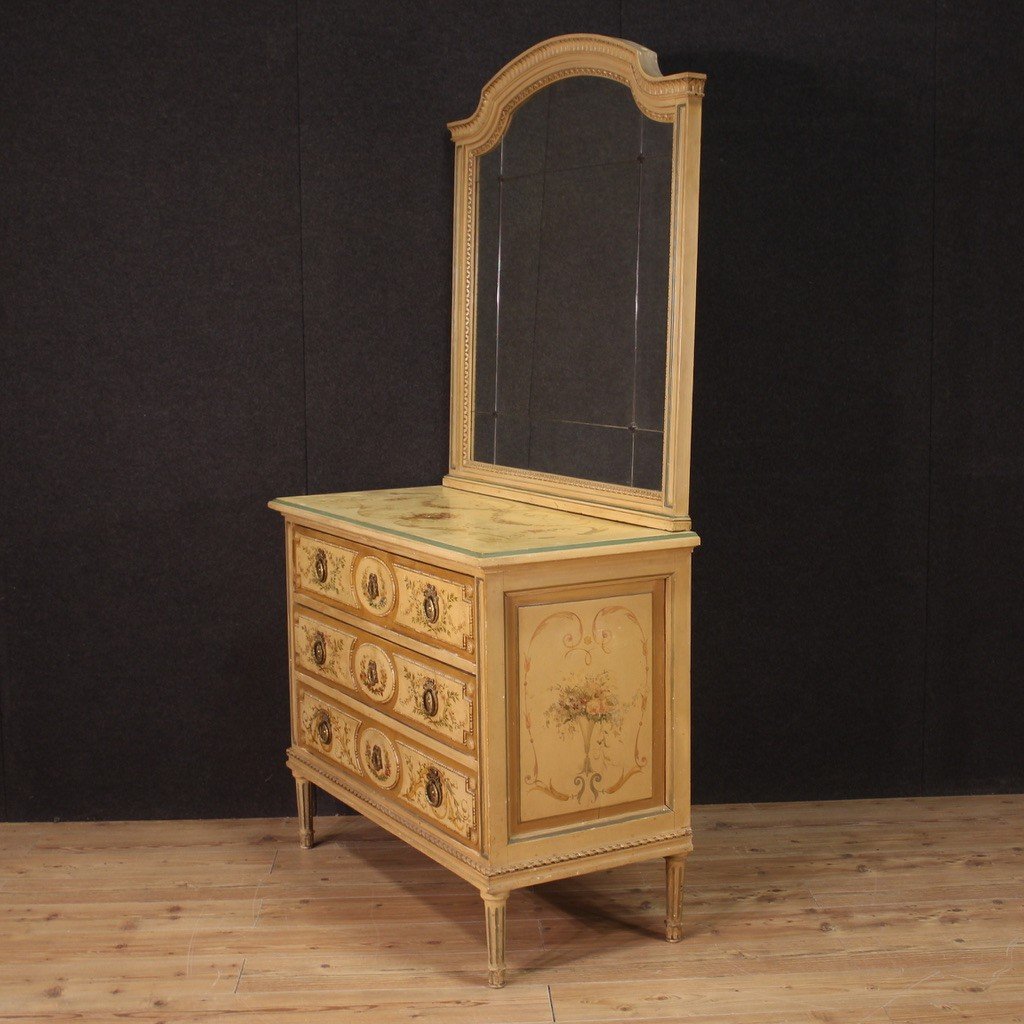 Dresser In Lacquered Wood With Mirror Louis XVI Style From The 20th Century-photo-7