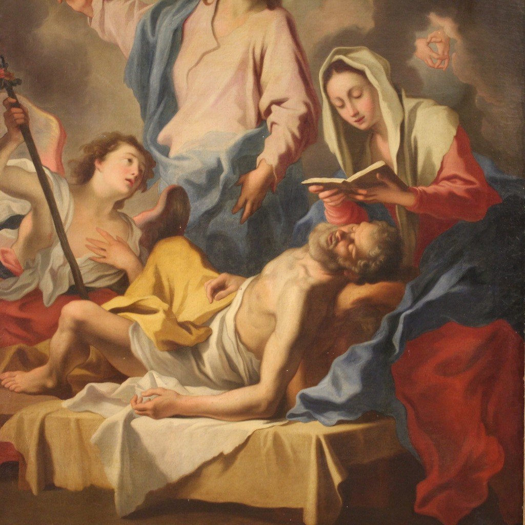 Grand Tableau Italien Du 18ème Siècle, Transit De Saint Joseph-photo-4