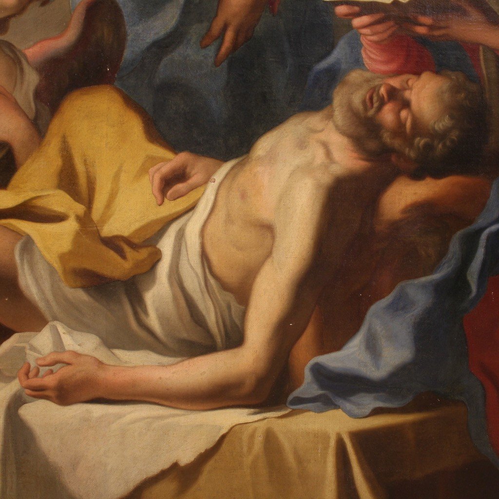 Great 18th Century Italian Painting, Transit Of Saint Joseph-photo-5