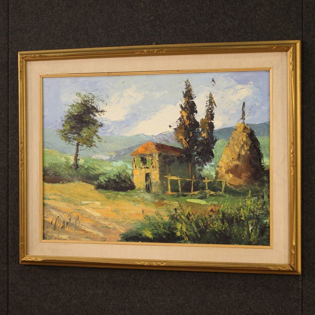 Signed Painting Landscape Of Countryside From The 20th Century-photo-4