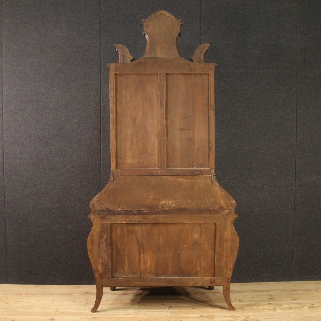 Scriban de style Rococo en bois incrusté du 20ème siècle-photo-1