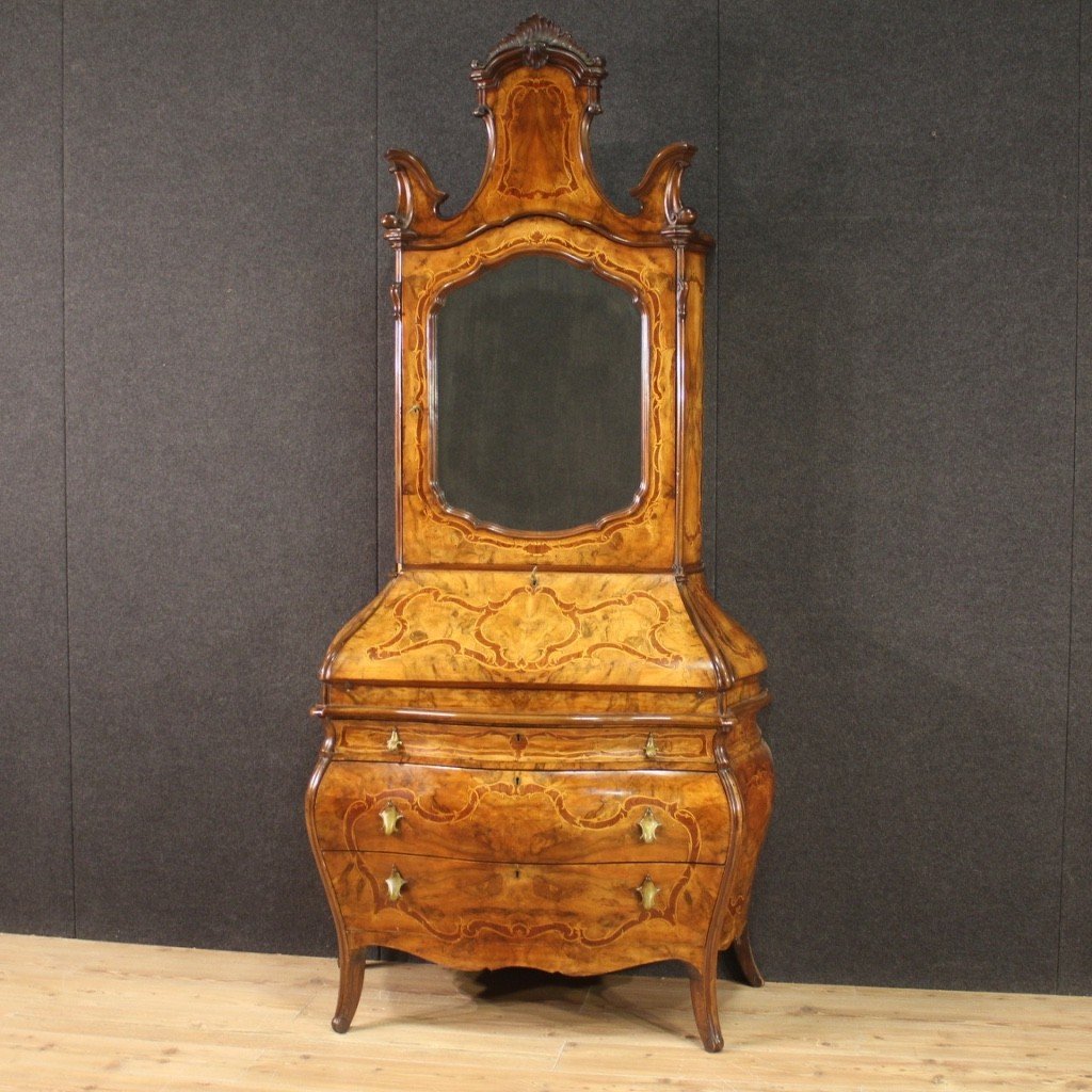 Scriban de style Rococo en bois incrusté du 20ème siècle