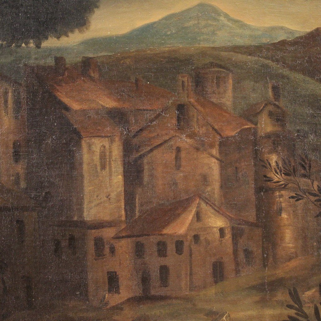 Italian Painting Oil On Canvas Landscape From The 18th Century-photo-3