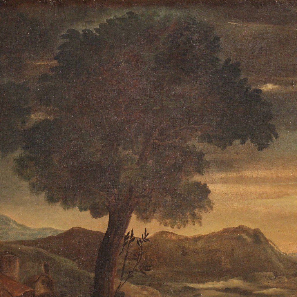 Italian Painting Oil On Canvas Landscape From The 18th Century-photo-4