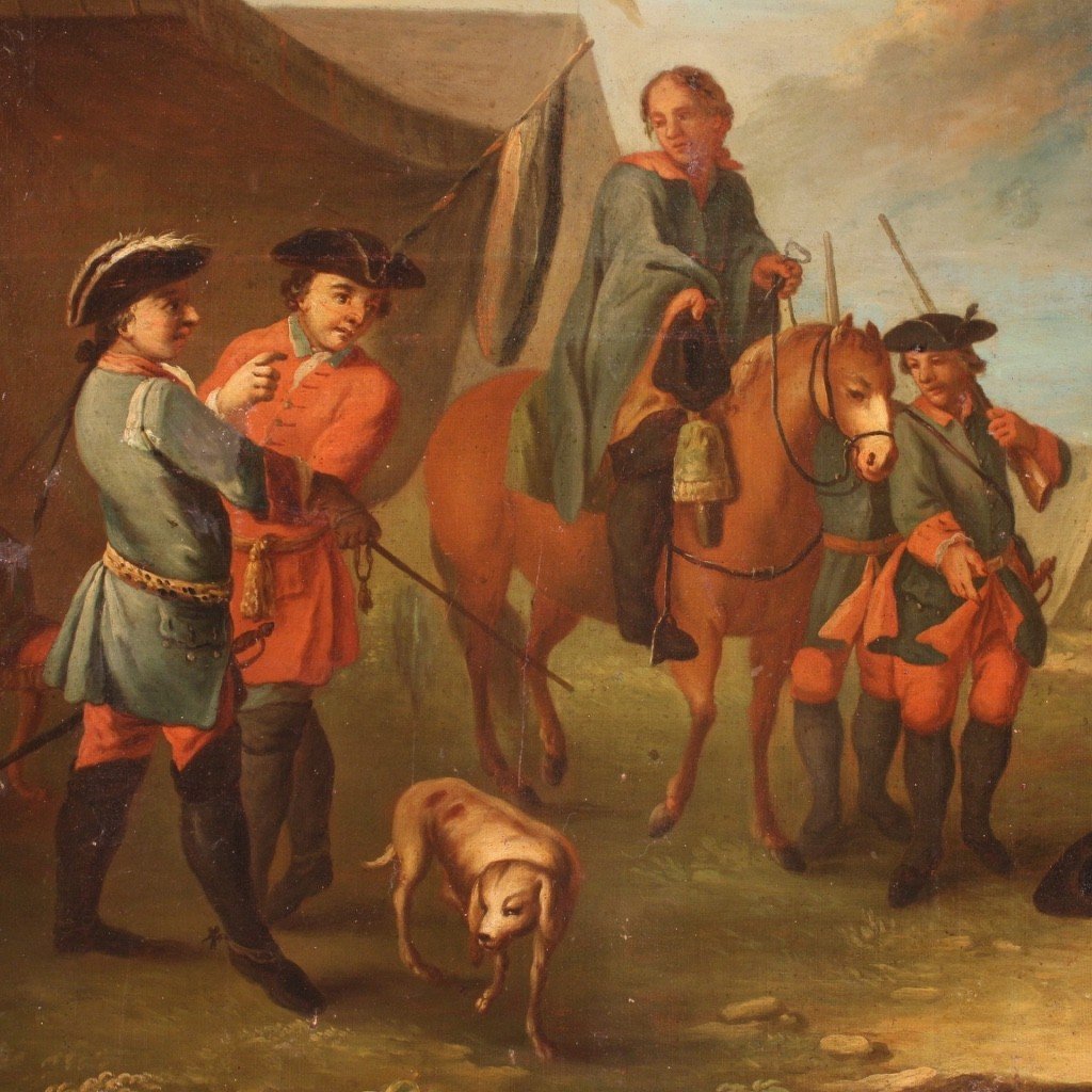 French Painting Camp With Soldiers And Horses From The 19th Century-photo-5