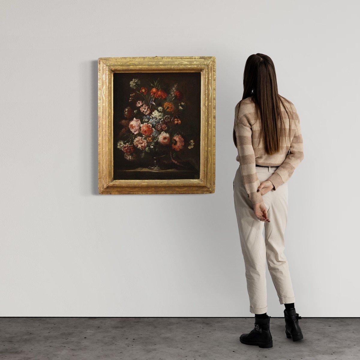 Still Life Painting Vase Of Flowers With Contemporary Frame From 17th Century-photo-3