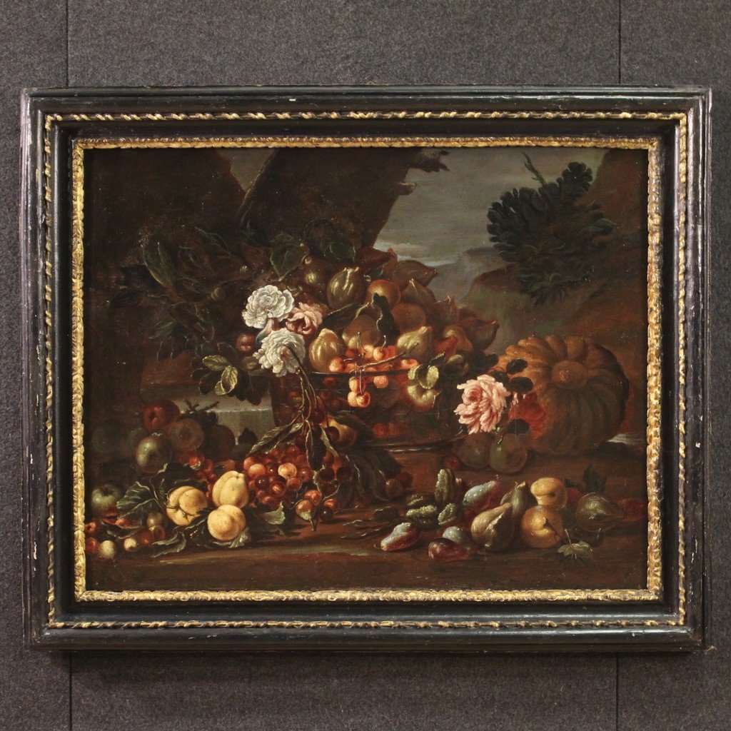 Great Still Life With Flowers And Fruit From The 17th Century
