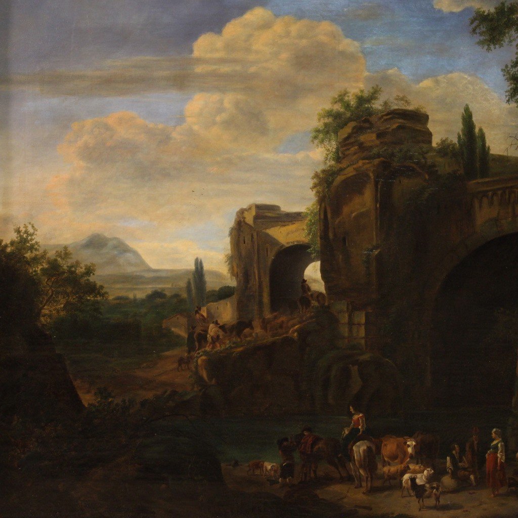 Antique Italian Landscape Painting From The 18th Century-photo-2