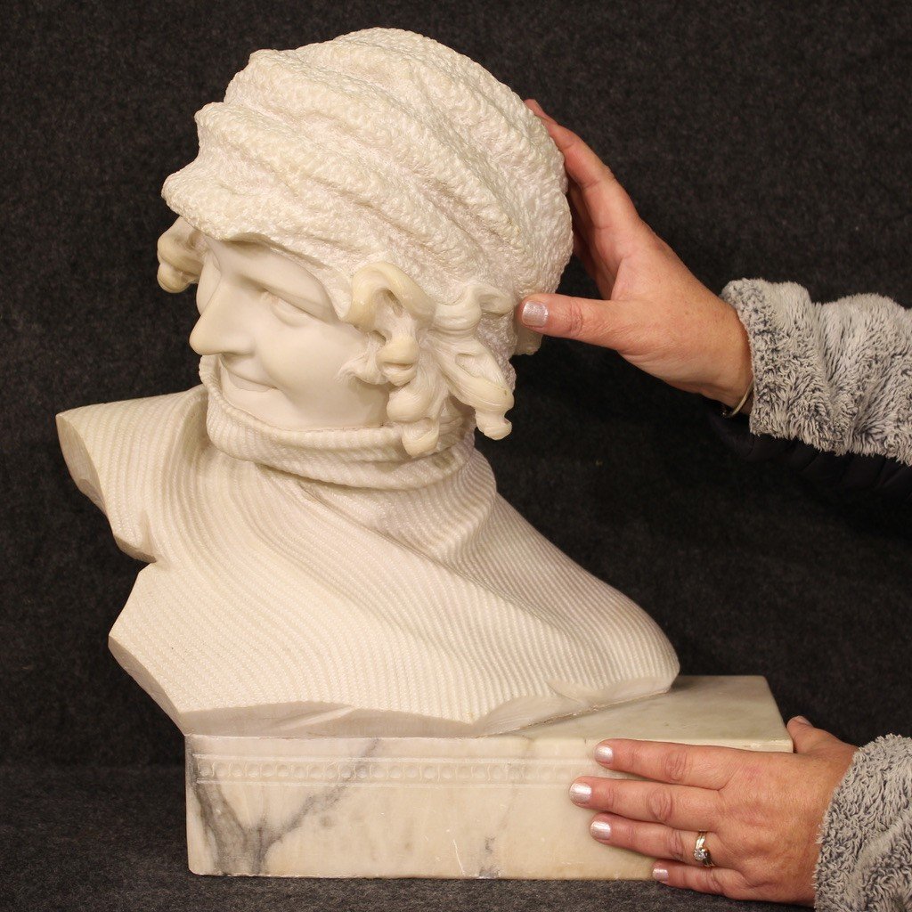 Signed 20th Century Italian Marble Sculpture-photo-2