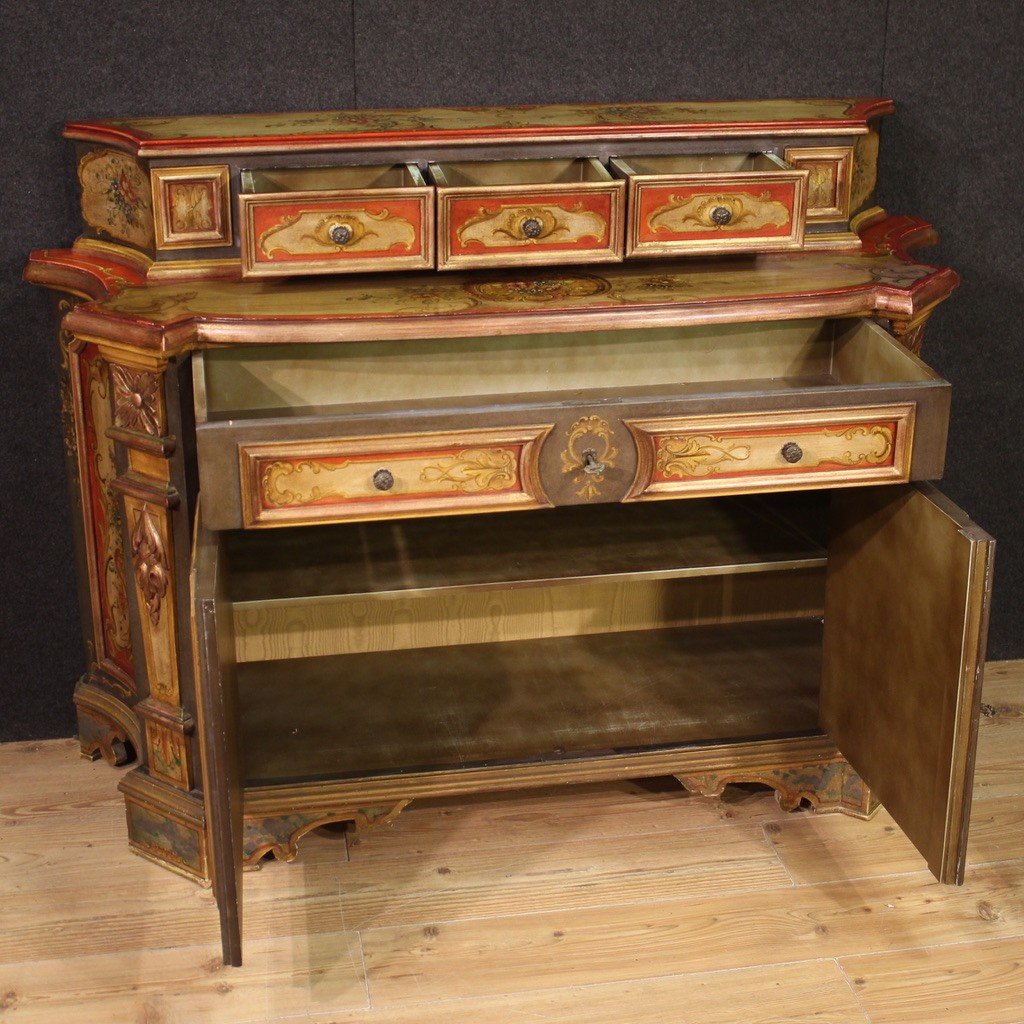 Elegant Lacquered And Painted Sideboard From The 20th Century-photo-2