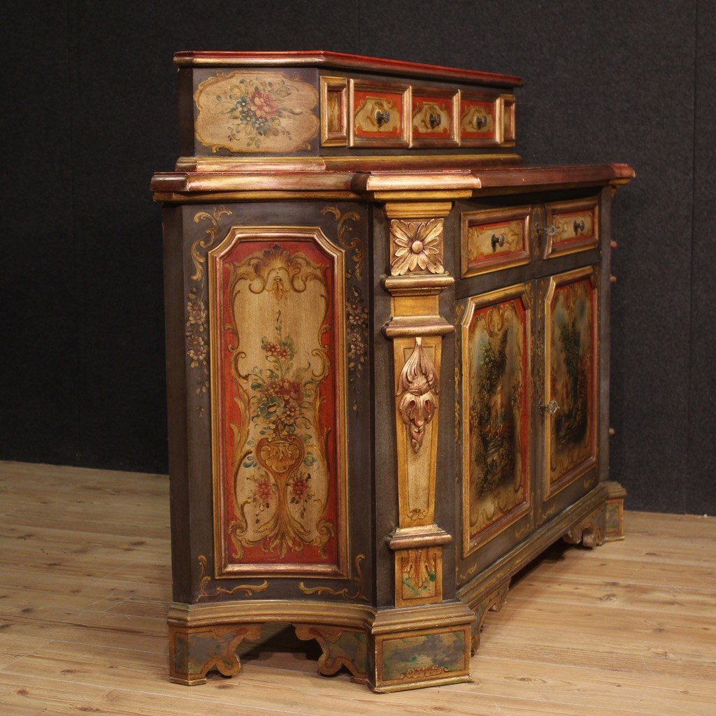 Elegant Lacquered And Painted Sideboard From The 20th Century-photo-5